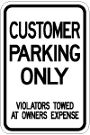 customer parking sign